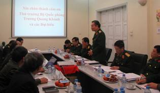 Nội dung họp với đoàn công tác BQP - Thượng tướng Trương Quang Khánh dẫn đầu